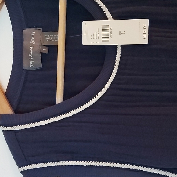 NWT Michael Stars Sleeveless Dress with Braided Detail, Navy Size Large - Picture 2 of 4
